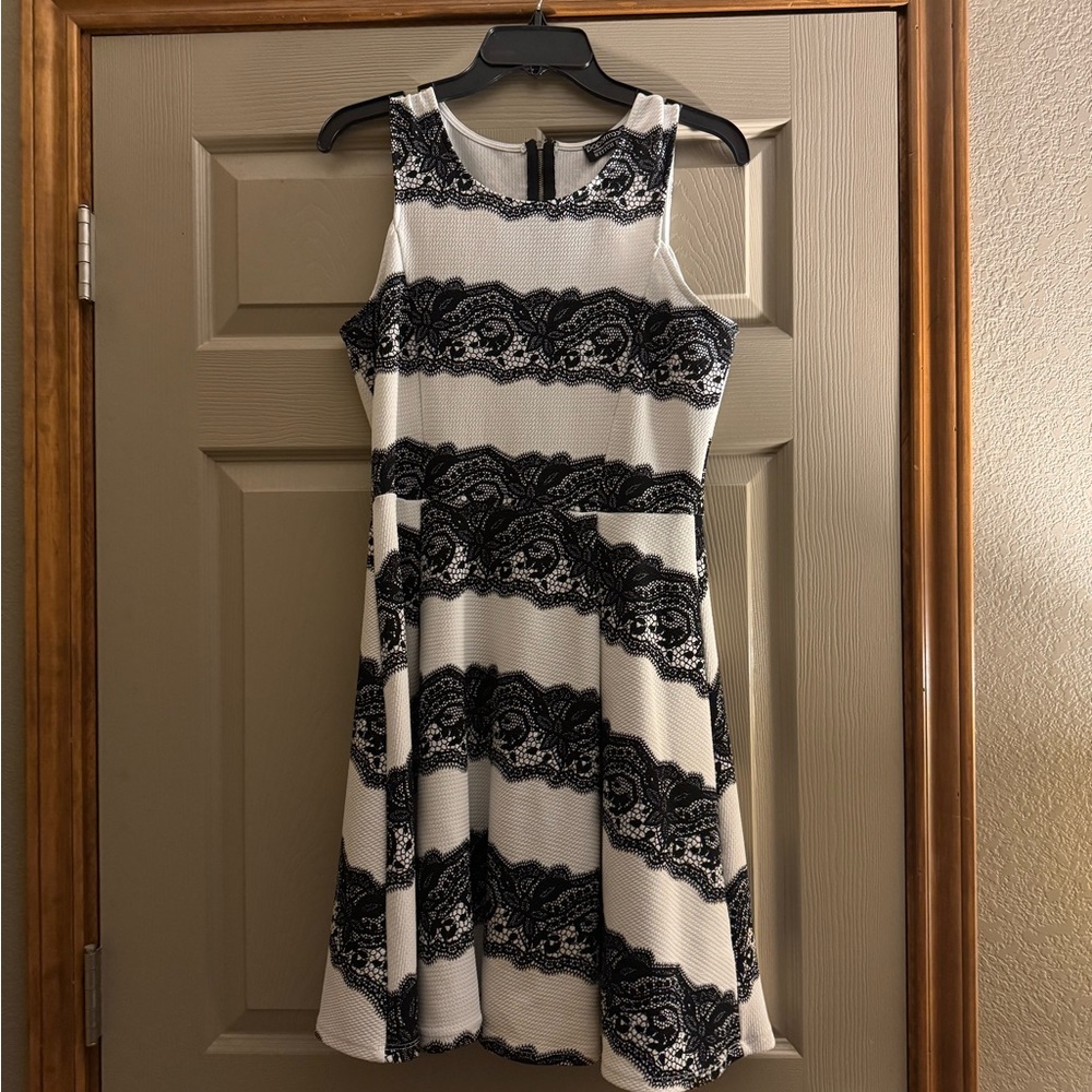 Papermoon Black and White Striped Lace Mini Dress